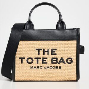 Marc Jacobs THE WOVEN TOTE BAG SMALL Natural Straw Brown, NWT